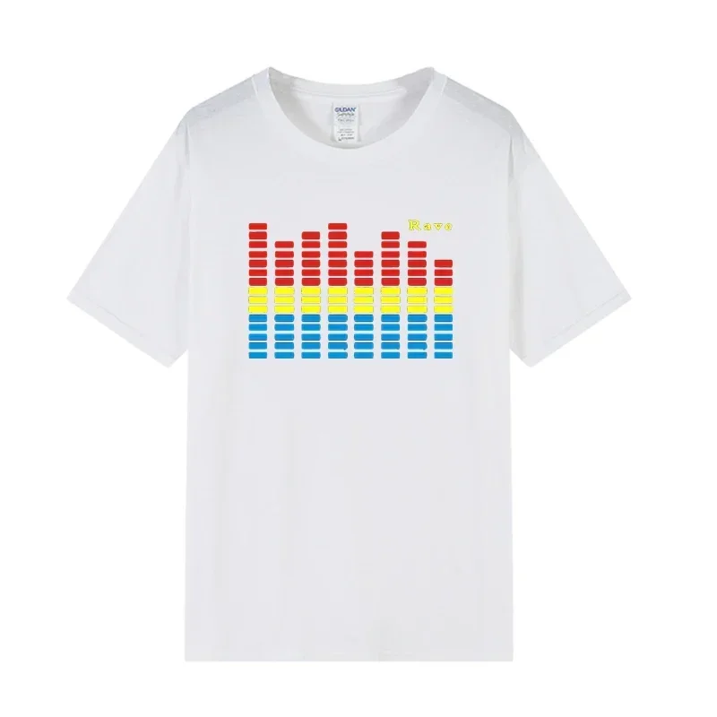 Vintage Man Music Activated Flash Light Up EL Equalizer T-shirt Bar DJ Rock Disco Fantastic Hip-hop Graphic Tshirts Camisa Tops