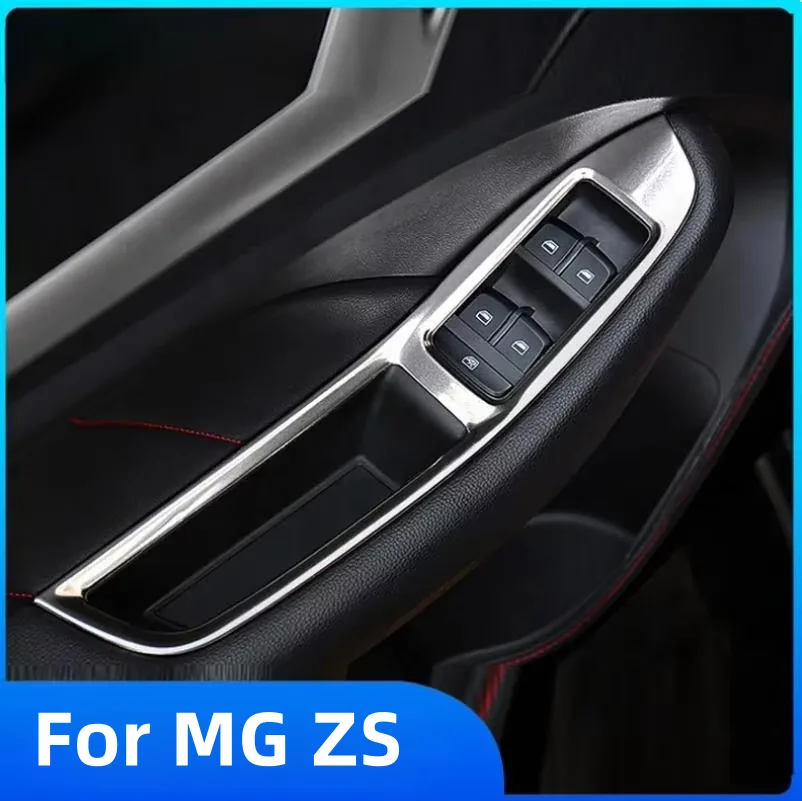 ل MG ZS 2017 2018-2020 LHD الملحقات الداخلية الباب مسند الذراع نافذة التبديل التحكم حماية غطاء لوحة الكسوة
