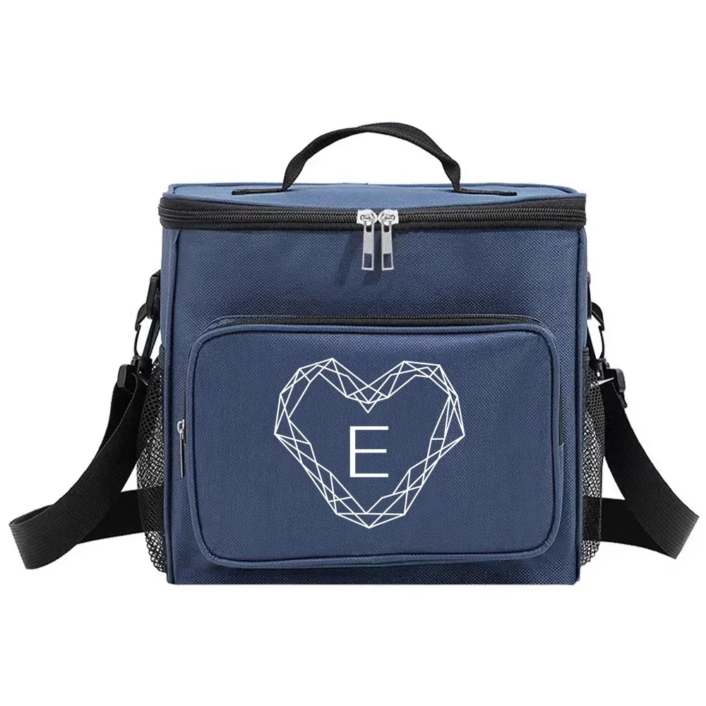 Borsa per il pranzo per bambini in età scolare Design carino, isolato e impermeabile Scatola per la cena di colore blu 2024 Stampa originale con diamanti