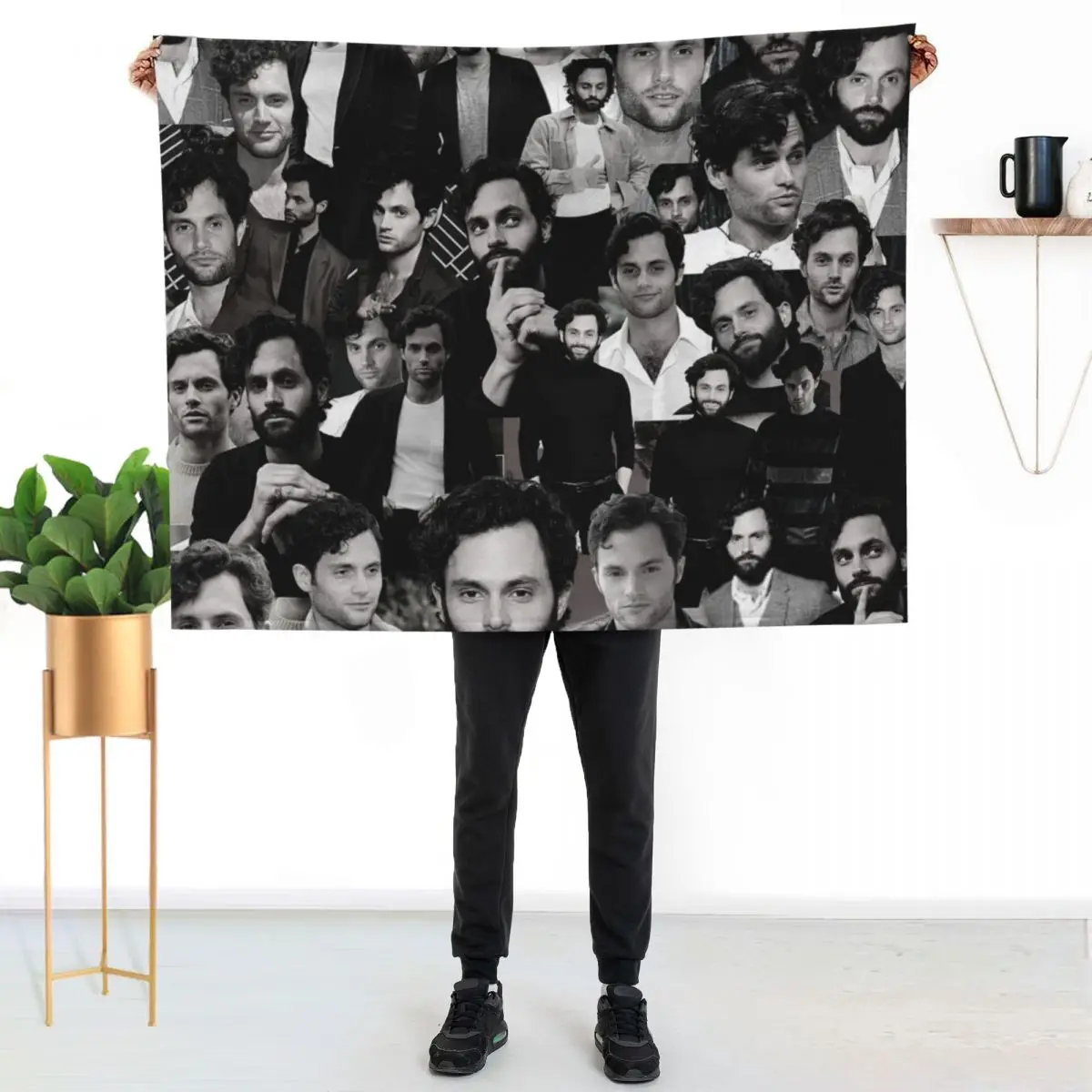 Penn Badgley American actor Black and White Aesthetic Collage - 2 Throw Blanket sofa bed for winter Personalized Gift Blankets