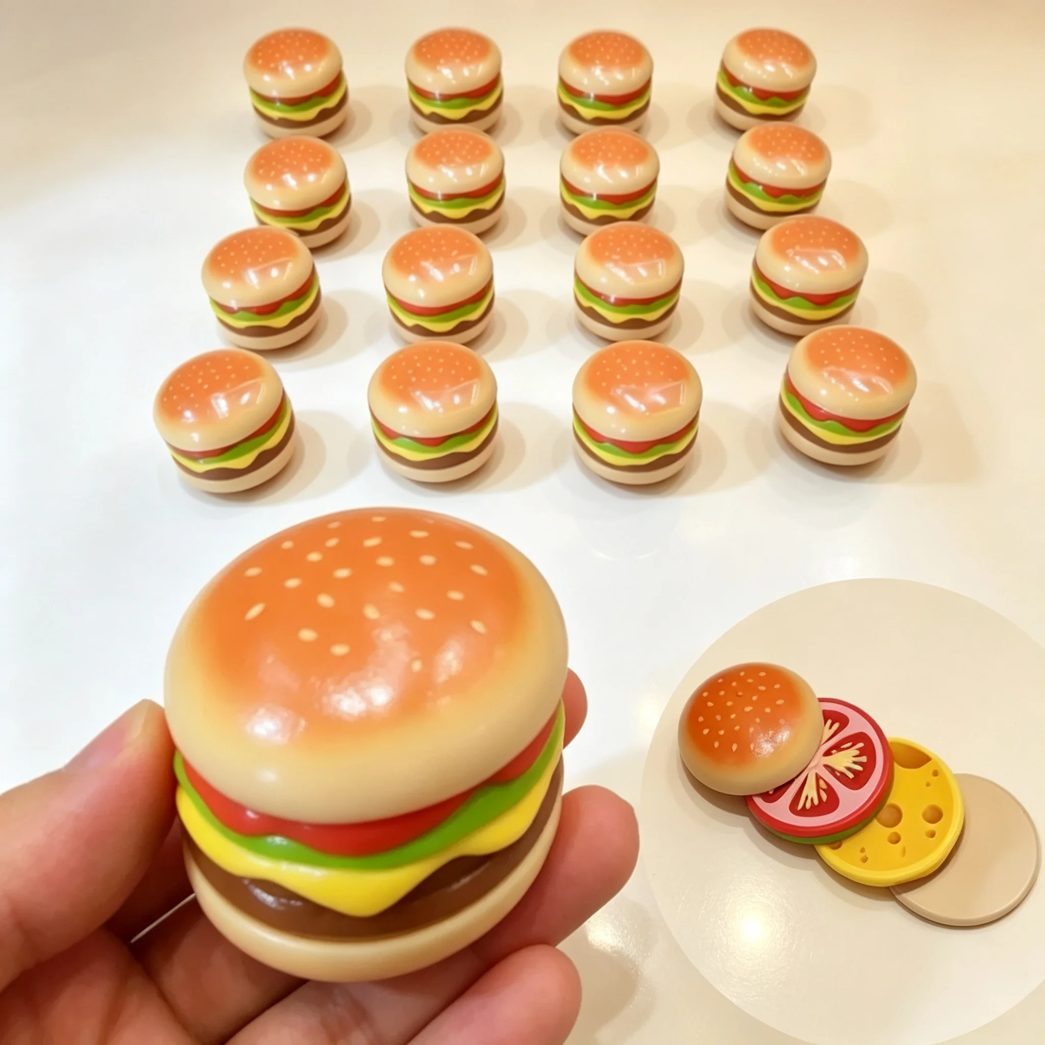 Fun EDC Magnetic Fidget Slider Hamburger Simulated Layered Twist Suction Fingertip Stress Relief Physics Science Gift for Adults