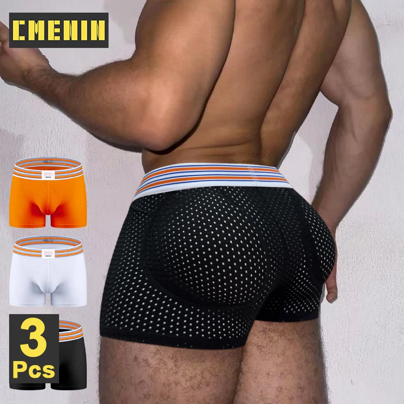

CMENIN 3 шт., сексуальные мужские боксеры на бедрах, хлопковое мужское нижнее белье, мужские трусы с дышащей сеткой, бикини для геев, мужские трусы, плавки