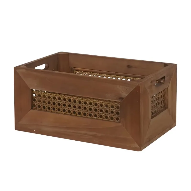 Aufbewahrungskorb aus gewebtem Massivholz, Schreibtisch-Organizer für Snacks, Kosmetika, verschiedene Gegenstände, Heimaufbewahrung und Organisation