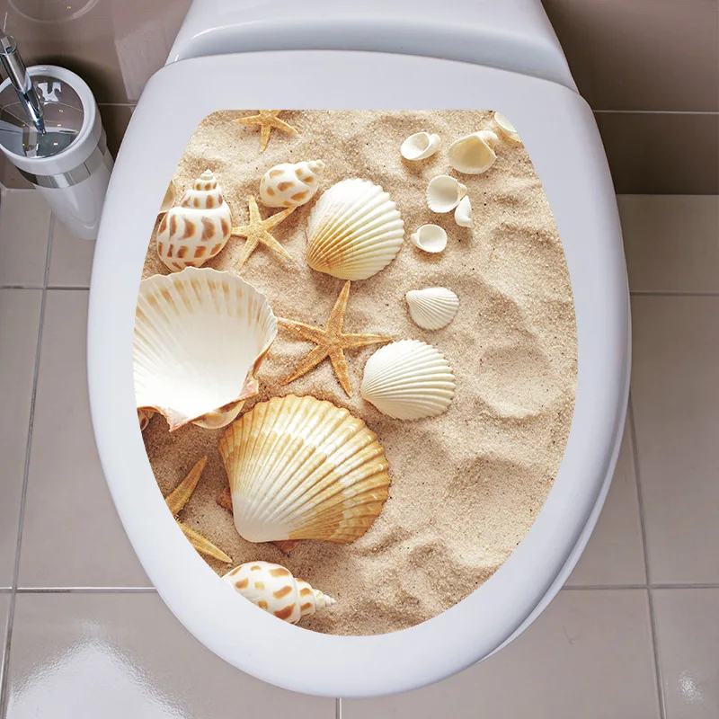 1pc Underwater World Toilet Stickers Removable Waterproof Ocean Theme Decals with Starry Sky and Seashell Designs Toilet Art