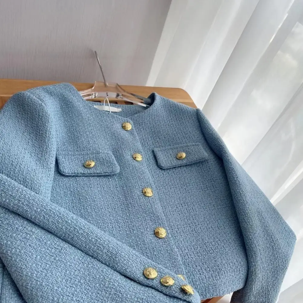 Short Style Jacket Women Knitted Jacket Women’s Fall Spring Coat Single-breasted Long Sleeve Cardigan Loose Ol for Commuting