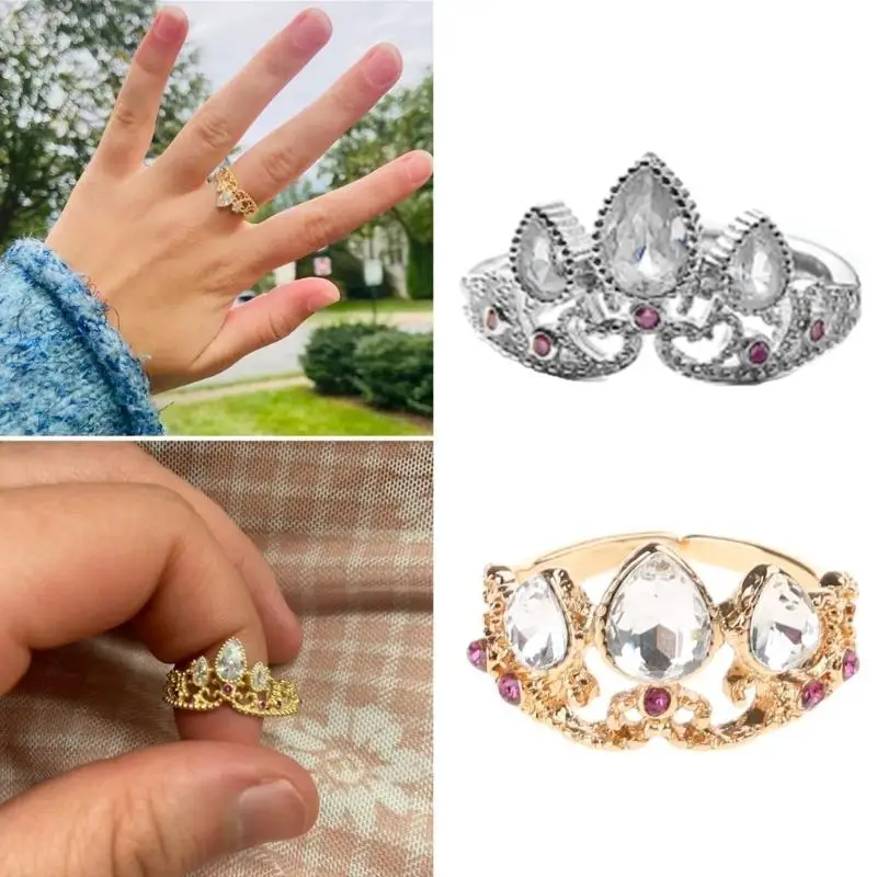 A52E Girls Hearts Niche Hollow Rings Female Girlfriends Rings Advanced Temperament Zircon Opening Ring Can Be Adjusted