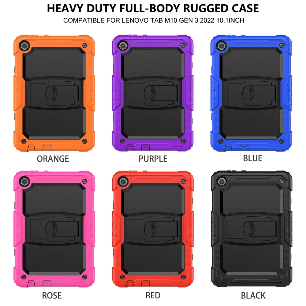 For Lenovo Tab M10 3rd Gen 2022 10.1 inch TB-328FU TB-328XU Case Kids Safe Silicon PC Hybrid Shockproof Stand Tablet Cover