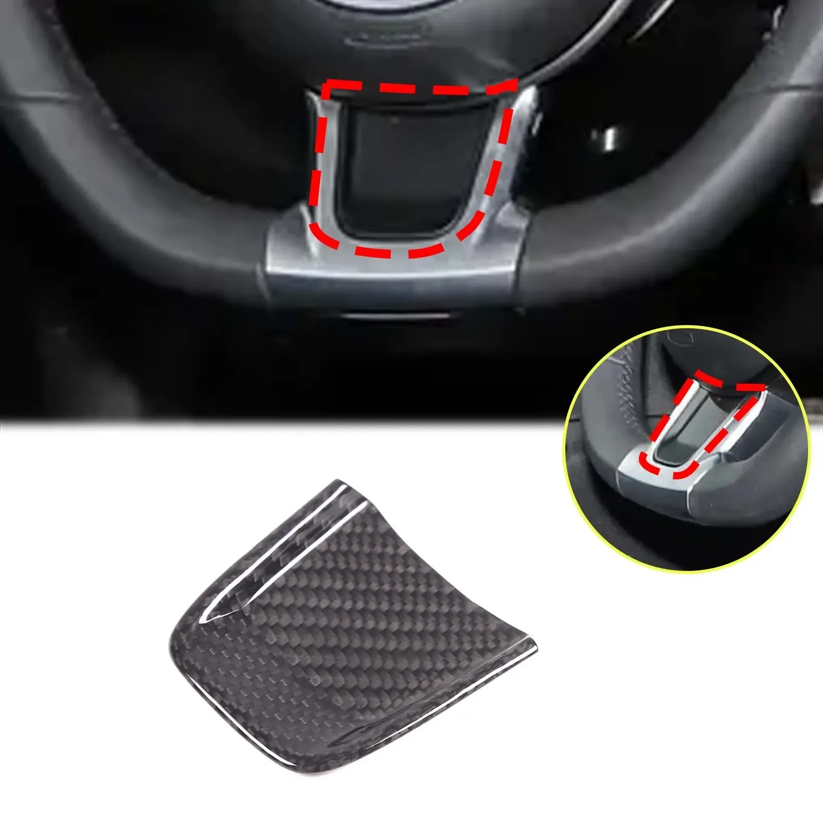 

For Fiat 500 Abarth 595 2022 Real Carbon Fiber Car Steering Wheel Decoration Sticker Interior Accessories Modification