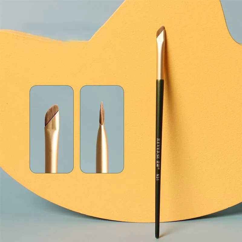 【B】Eyeliner Eyebrow Brush Slanting Flat Sickle Cutter Eyeliner Brushes Wool Fiber Eye Brow Contour Professional Makeup Tools