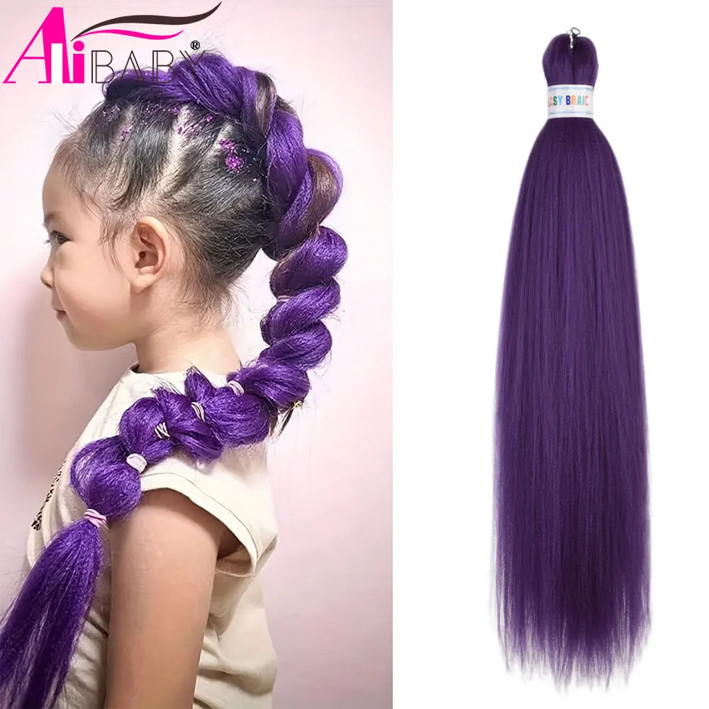 Braiding Hair Pre-stretched 26 Inch Green Hair Extensions for Braids Synthetic Hair DIY Pink Red Jumbo Ponytail Braid