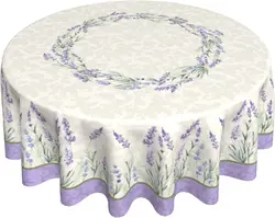 Elegant Lavender Tablecloth Round 60 Inch Purple Floral Table Cloth Spring Summer French Country Table Cover for Holiday Parties