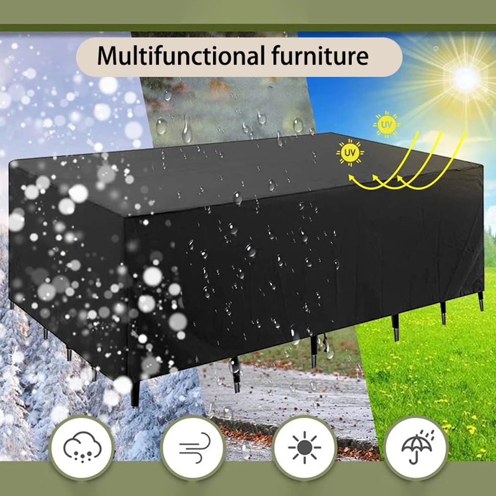 Multi-size Large Rectangular Table Cover Durable Garden Furniture Protective Cover UV Protection Suitable for Outdoor Use