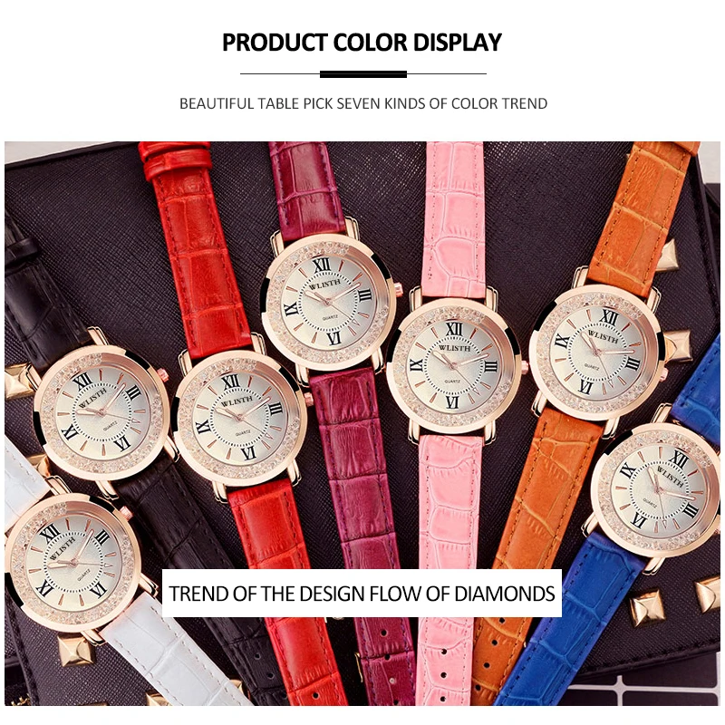 Womens Watch Simple Fashion Quartz Watch Leather Strap Diamond bezel Waterproof Luminous Watch For Women Original