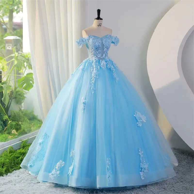 Ashley Gloria-vestidos de quinceañera sin hombros, vestido de fiesta clásico de encaje, talla grande, 2023