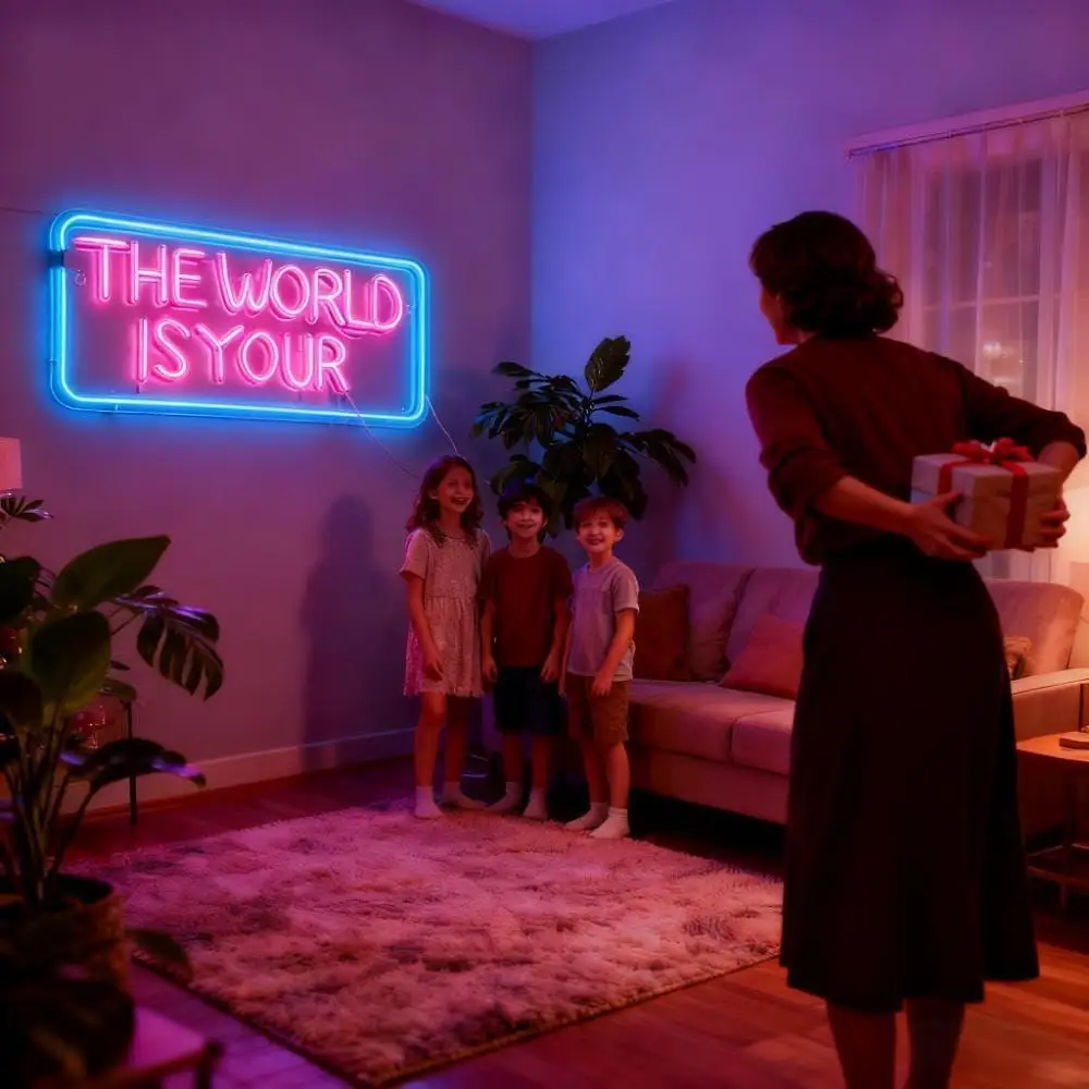 The World Is Yours Neon Sign USB Dimmable LED Lights For Bedroom Living Room Office Wedding Party Wall Decor Gift Night Light