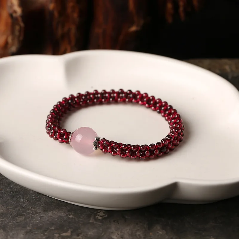 Natural Garnet Stone & Pink Crystal & Agate & Amazonite Female Beads Bracelet Jewelry For Women Best Gifts Promotion