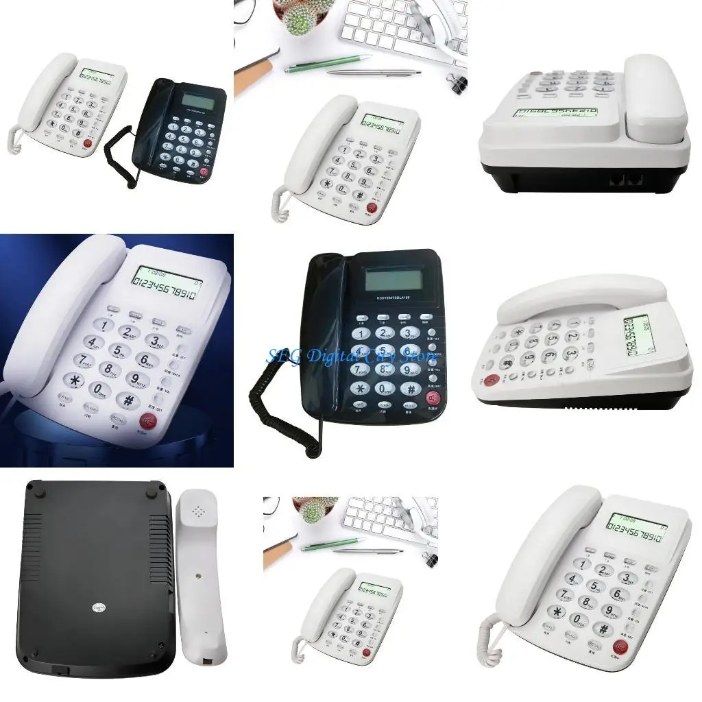 U75B Simple Landline Phone Big Button Telephone Loud Volumes Landline Phone with LCD