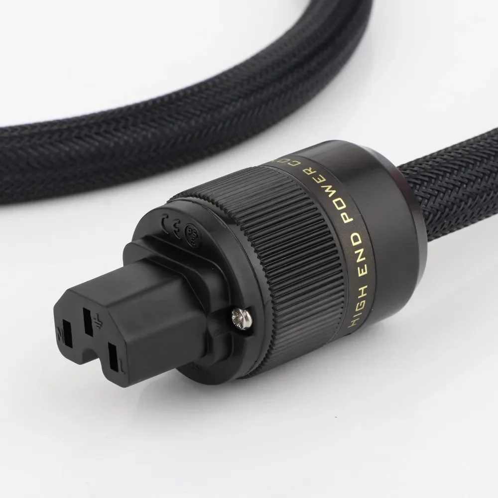 High Quality Silver Plated Audiophile AC Power Cable Pure Black Power Cord Cable With Schuko EU/US/AU Power Plug