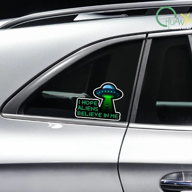Creative And Stylish Alien-Inspired Car And Motorcycle Laptop Cup Helmet Window Decal Sticker - Make Aliens Believe In Me -