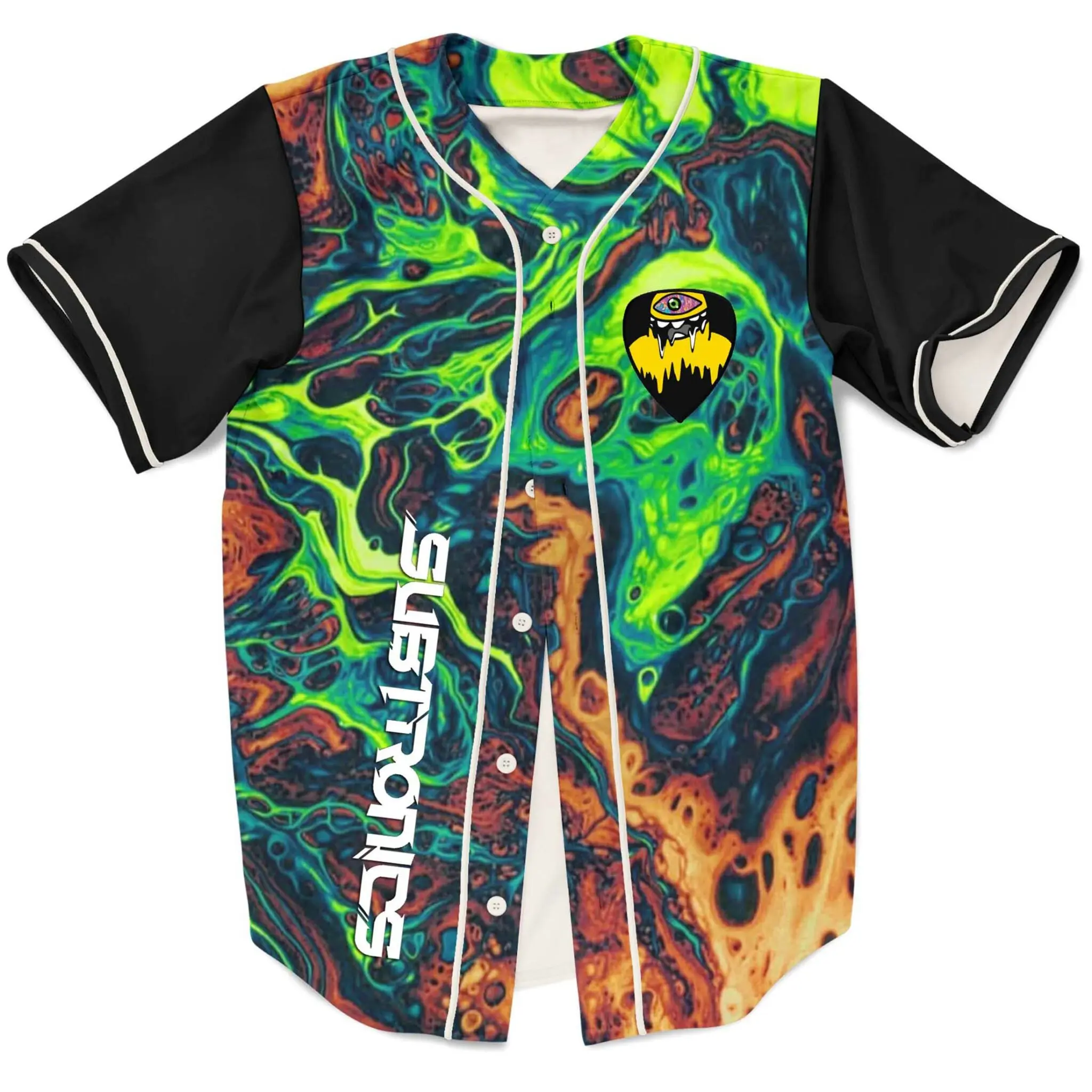 Subtronics liquid acid trippy Psychedelic Division Baseball Jersey Harajuku Thin button Baseball Uniform Baseball Jersey Fro EDM