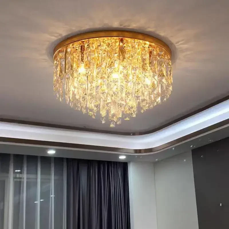 Modern Bedroom Crystals E14 Led Ceiling Lamp Lustre Lamp Steel Led Ceiling Lights Art Deco Led Chandelier Lighting Fixtures Lamp