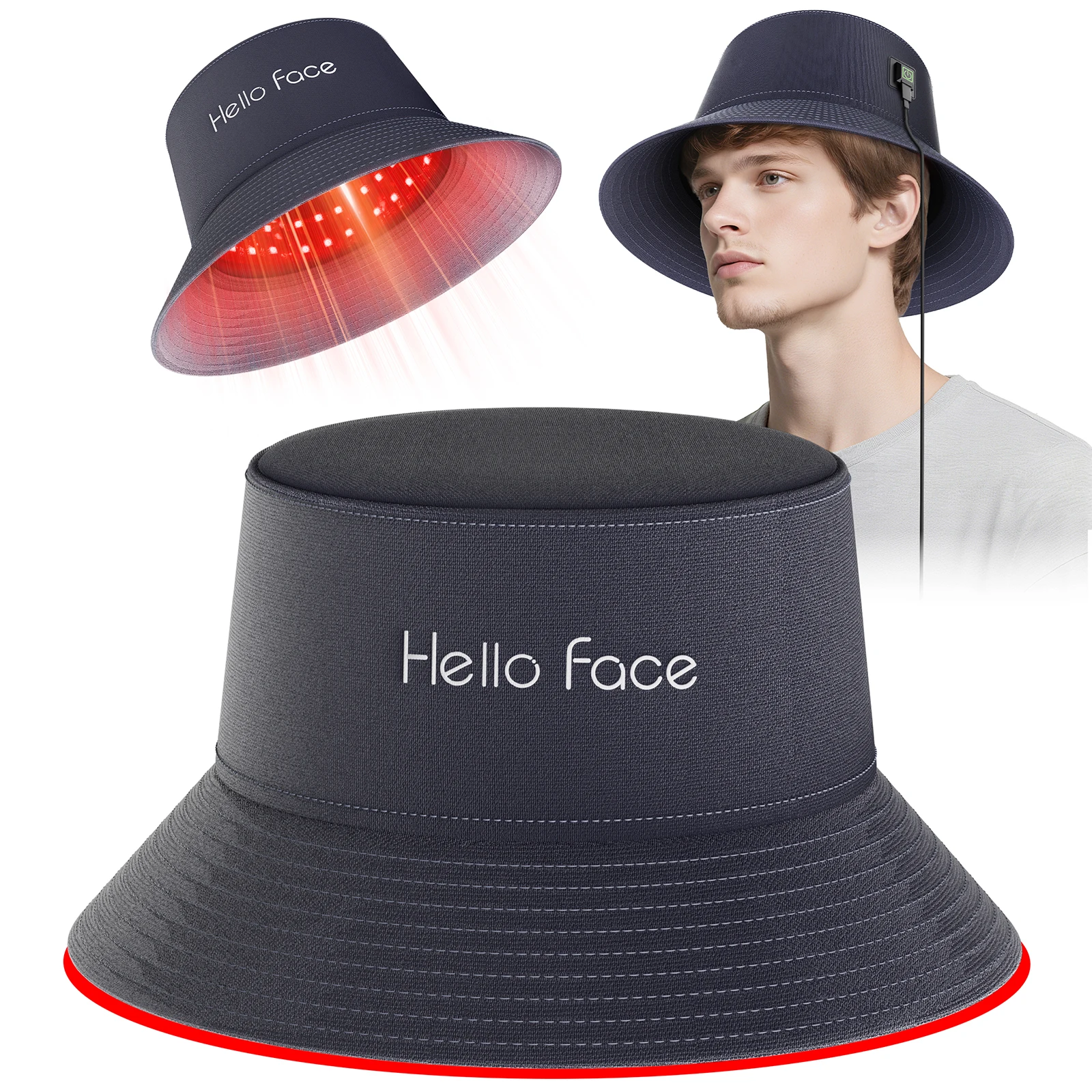 

Unisex 23.4-inch Fit Head Circumference Red LED Light Scalp Hair Follicle Growth Cap