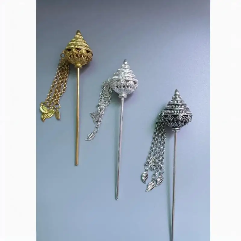 Ethnische Kostümaccessoires, Haaraccessoires für Mädchen, Kopfschmuck im antiken Stil, Haarstäbe aus Metall, thailändischer Kopfschmuck, Quasten, Haarnadeln. – Detail 6