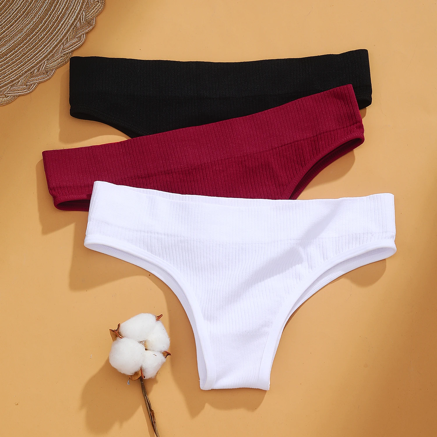 Women's Cotton Brazilian Underwear Seamless Women Sexy Panties Intimates Solid Color Breathable Underwear Female Low Waist Linge