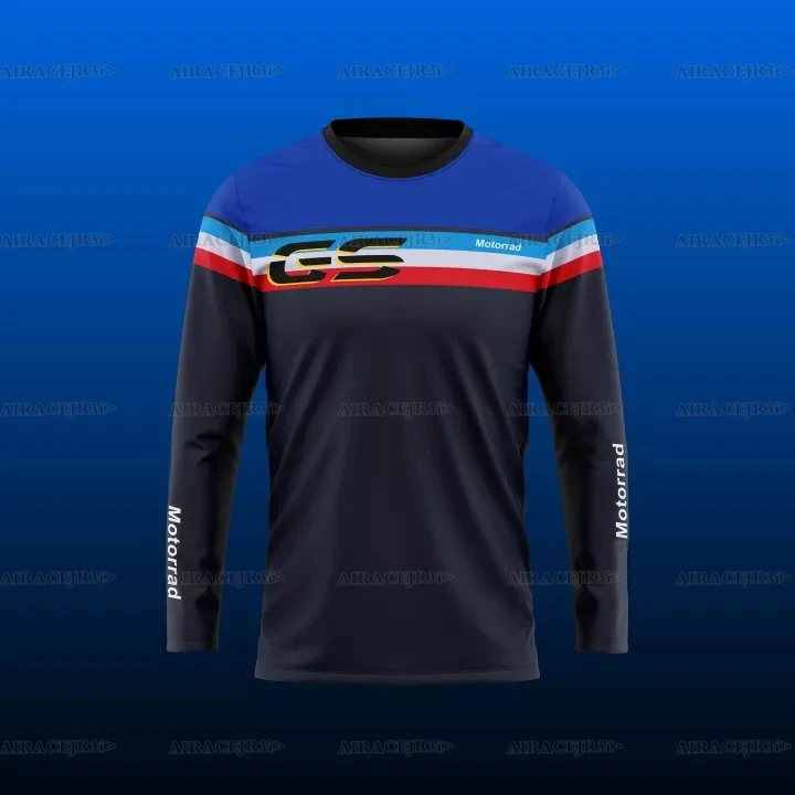 For BMW Motorrad R1250GS/R1200GS/ F850GS Long T-Shirt Touring Motorcycle Racing ADVENTURE Navy Blue Not Fade Anti-UV Jerseys