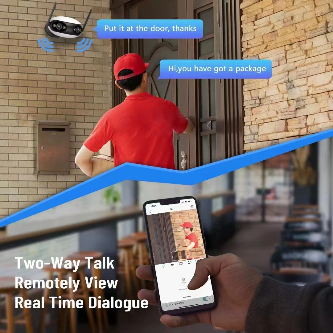 4MP iCsee APP 180 Degree Wide Angle Dual Lens IP Camera Support POE NVR Panoramic Full Color Intercom CCTV Baby Monitor