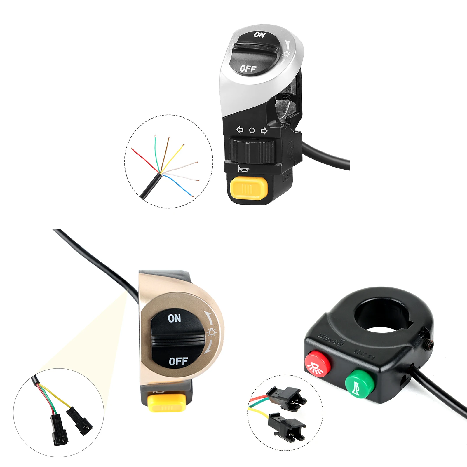 Electric Bike Scooter Motorcycle Handlebar Switch Horn Turn Signals On/Off Button Light Switch Accessories