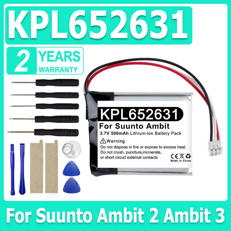 

New 652631 KPL652631 Battery 3.7V 500mAh Li-polymer Battery For smart Watch GPS Suunto Ambit Ambit 2 Ambit 3 Peak + Tools