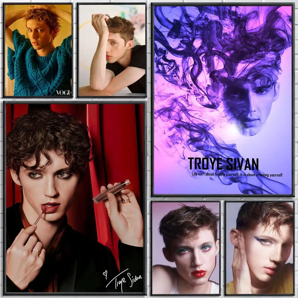 Singer Troye Sivan Painting Calligraphy Stylish Canvas Poster Wall Art for Bedroom Living Room Study Home Decor Gift