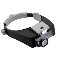Headband Magnifier with 2 LED Light Wearable Magnifier Adjustable Headband Lluminated Magnifier for Reading Jewelry Watch Repair