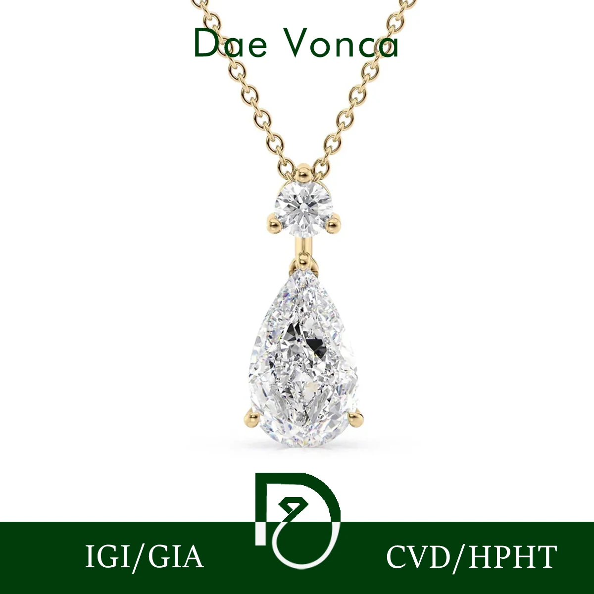 9K/14K/18K Yellow Gold Lab Created Diamond Necklace IGI Certified Pear Cut Lab Grown Diamond Pendant Necklace Fine Jewelry
