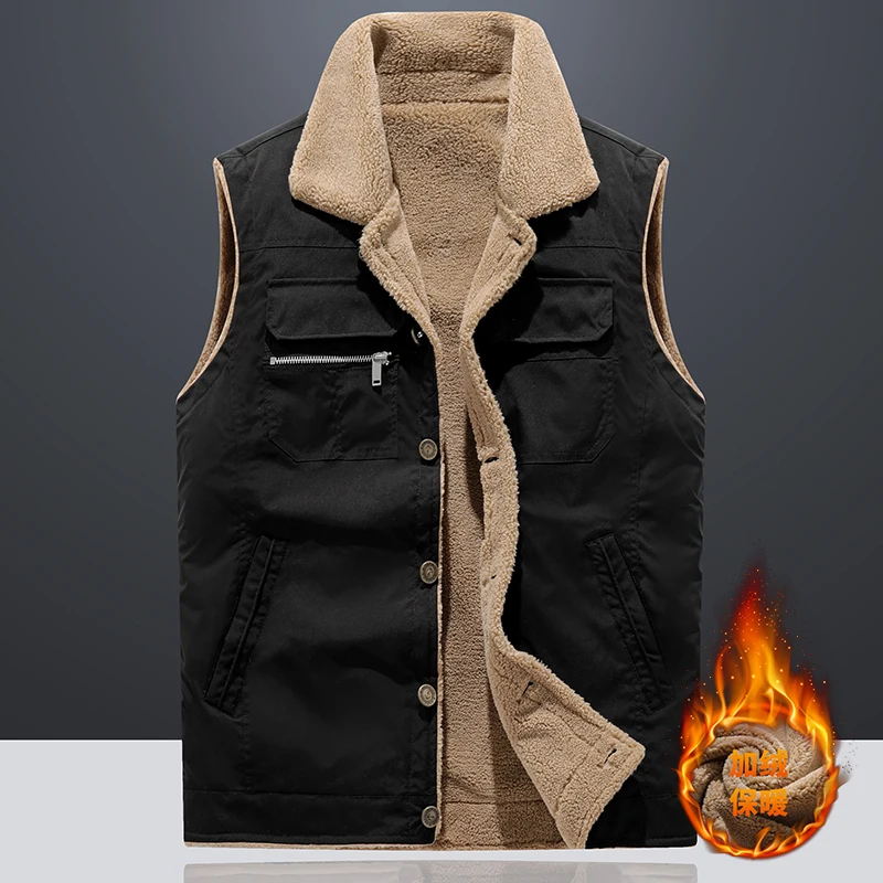 

Men Autumn Winter Fleece Sleeveless Jackets Men Clothing Waist Coat new Warm Fleece Coats Vest Plus Size 6XL Vests Jacket