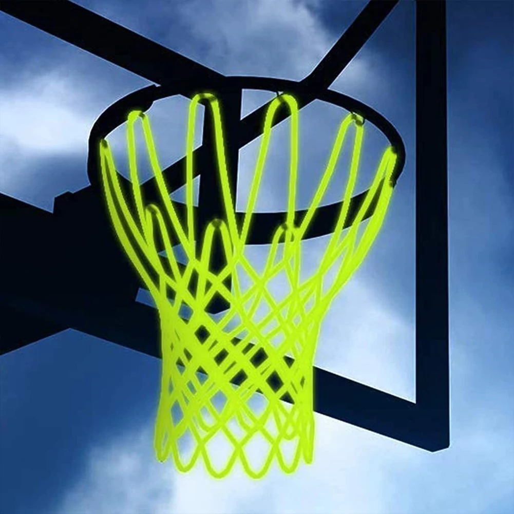 Luminous Basketball Net Replacement Heavy Duty Nylon Net In All Weather Basketball Basket Nets for Indoor Outdoor 12 Loops Rim