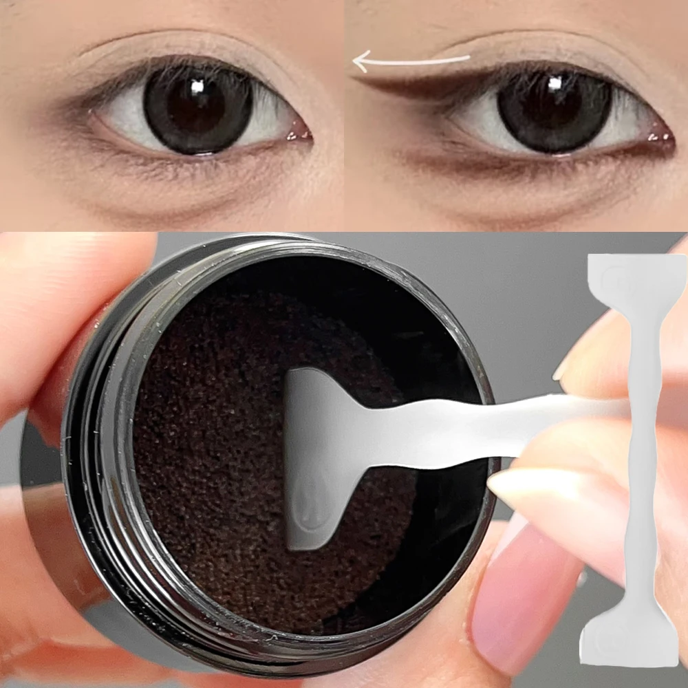 DIY Eye Liner Extension Stamps for Beginner Eye Makeup Stencils Long Lasting Eyelash Template with Ink Paste Brown Comestic Tool