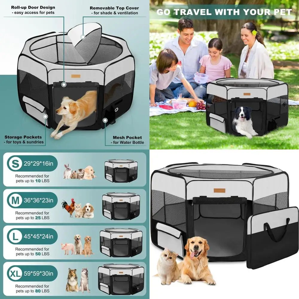 

Портативный складной манеж для собак, кошек, щенков, кроликов и кур - подходит для использования в помещении, на улице и для путешествий, кемпинга.