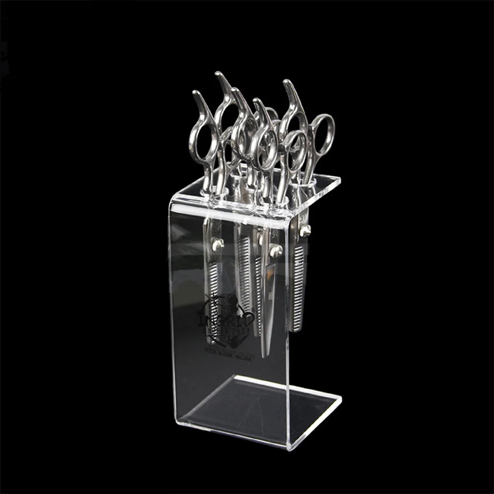 

Hair Scissors Storage Rack Transparent Stand For Salon Tools Organizer Comb Scissor Holder Case Separable Design Modern Decor