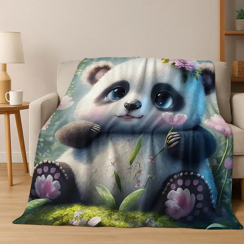 26 Style Dream Panda Cute Cartoon Art Flannel Blanket,Cozy Soft Throw Blanket for Home Bedroom Bed Sofa Picnic Cover Gift Kids