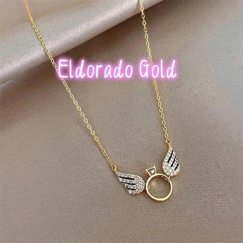 

Золотой кулон Eldorado Gold 2025 18K Dynamic Cloud Wing с бриллиантами, модный универсальный кулон в форме крыла ангела, AU750, для женщин