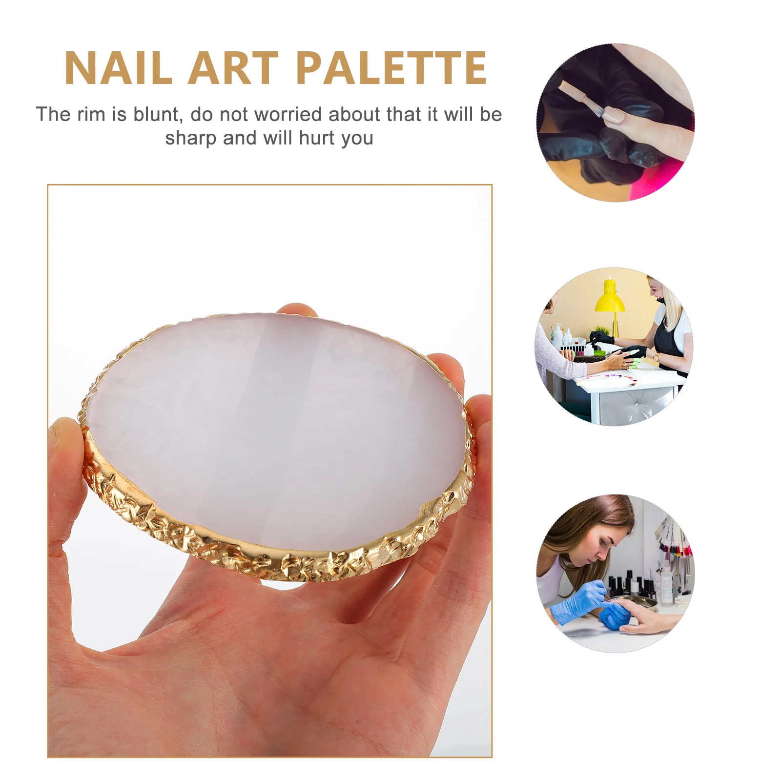 2 pezzi tavolozza per nail art in resina colore dorato texture liscia facile da pulire smalto gel miscelazione strumenti per esposizione manicure per salone