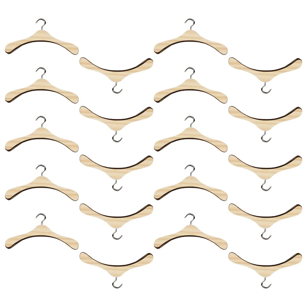 

20pcs Hanger Wooden Miniature Clothes Dress Miniature Hangers Hangers Accessories Coat Rack Dollhouse Closet Storage