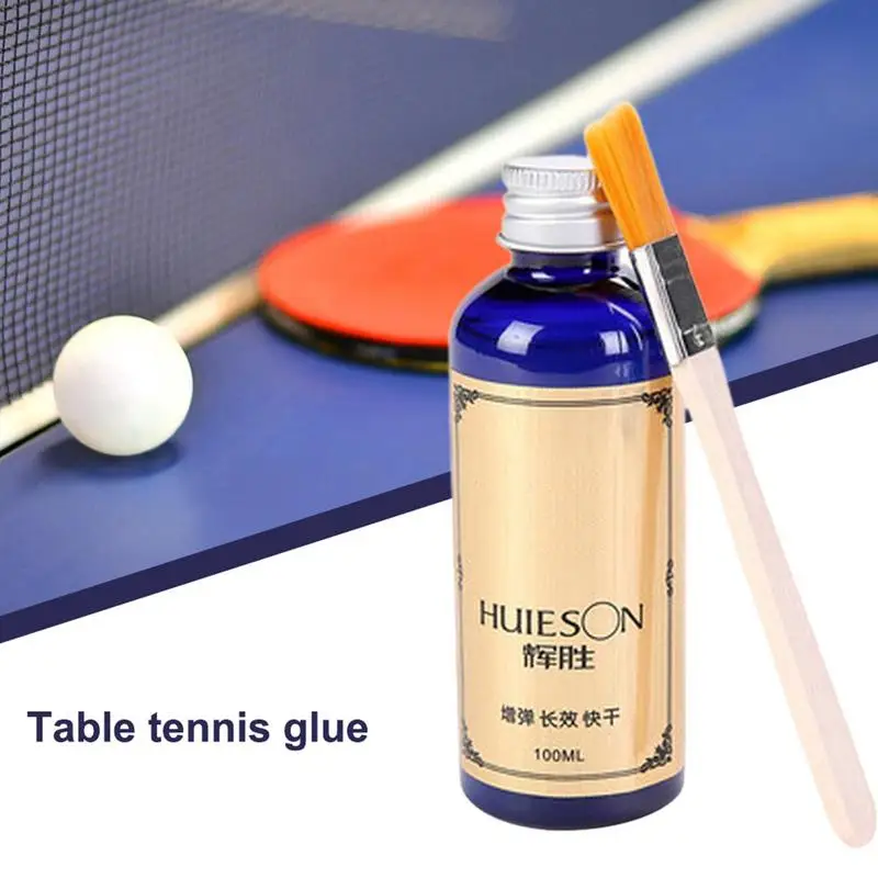 100ml Ping-Pong Rubber Glue Table Tennis Glue Paddle Adhesive Long-lasting Liquid Rubber Adhesive with Brush for Sponge Mat