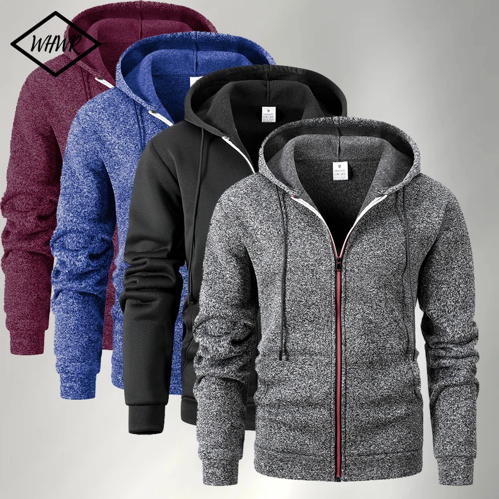

Men's Autumn Winter Fleece Zipper Jackets Retro Casual with Pocket Sweater Outdoor Hooded Tracksuit Long Sleeves Jacket Coats