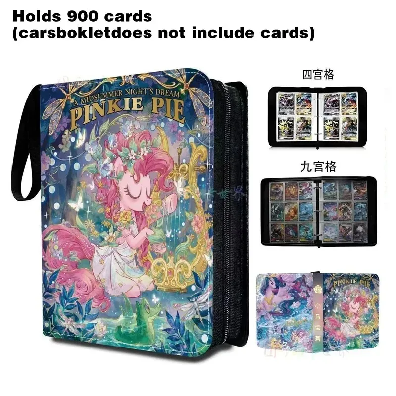400 szt./900 szt. Album na karty My Little Pony, segregator, książka kolekcjonerska, zapinana na zamek, podwójna kieszeń, etui na karty z zamkiem błyskawicznym, 4/9 przegródek na karty