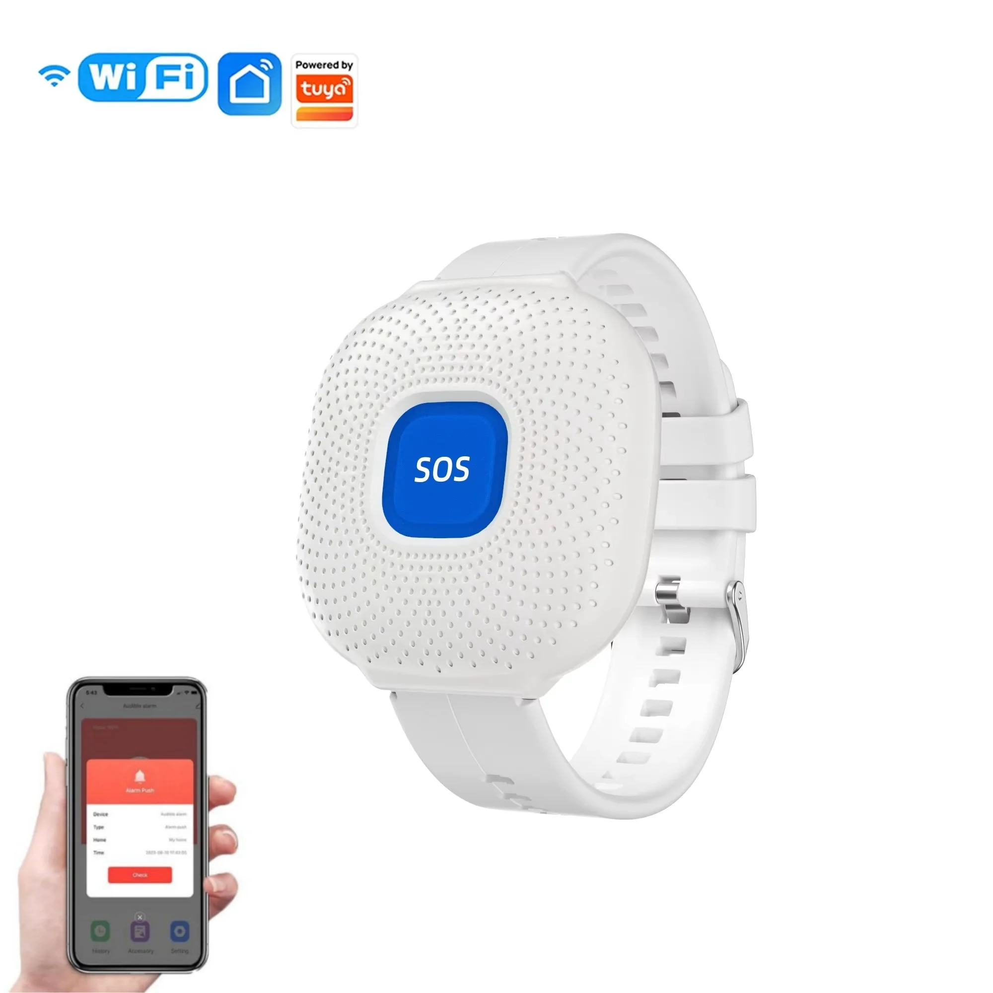 Tuya inteligente wifi sos botão de pânico bateria embutida, alarme para idosos/mulheres grávidas/crianças carregamento usb app alart à prova dwaterproof água