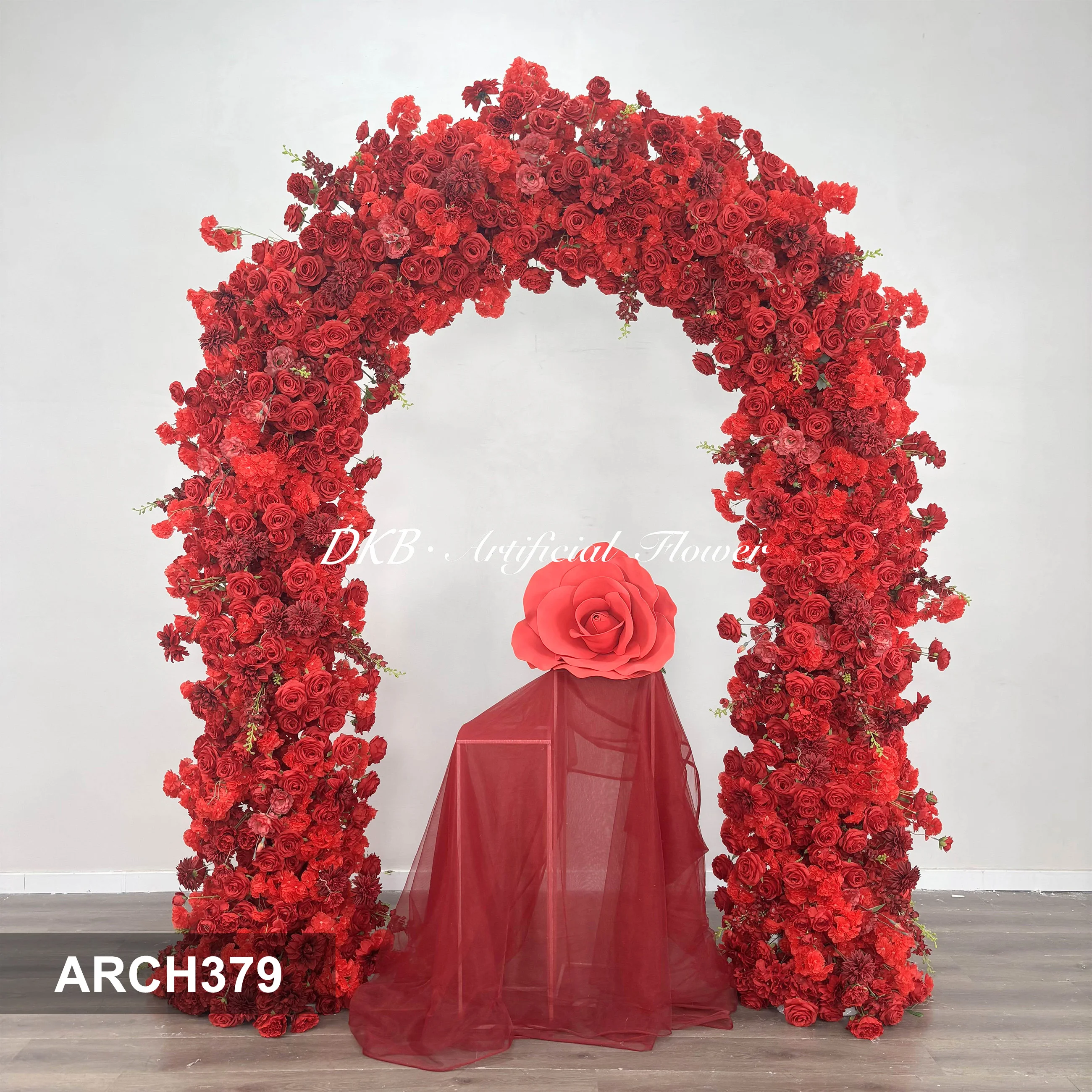 

High Quality Factory Price Custom Flower Arch Luxury Full Red Artificial Flower Arch Wedding Party Decoration Realistic Rose