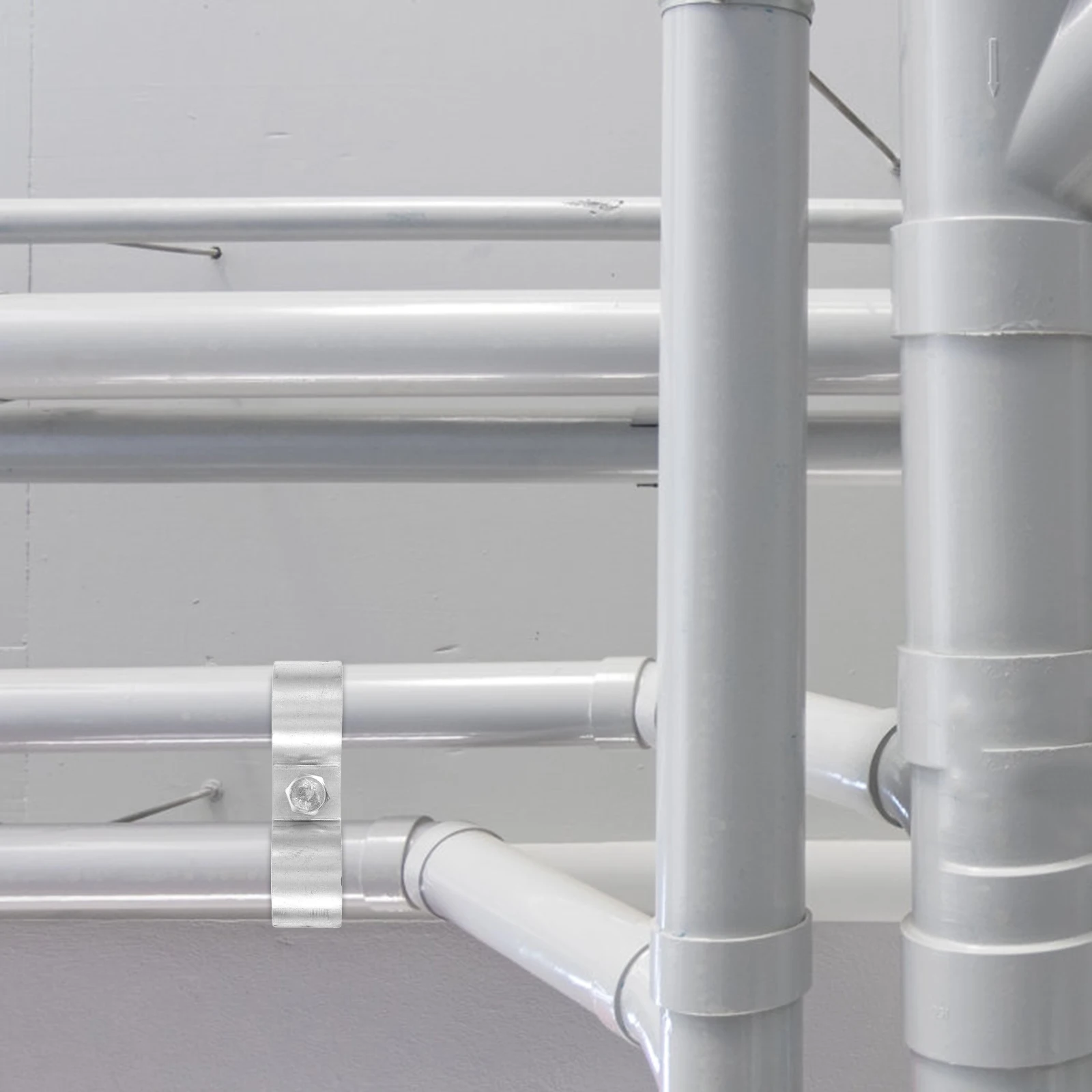 

Tube Buckle Clamp Silver Galvanized Iron Fence Connection Fittings Double Pipe Clamps Pipes Connection Double Port Clips Shelf